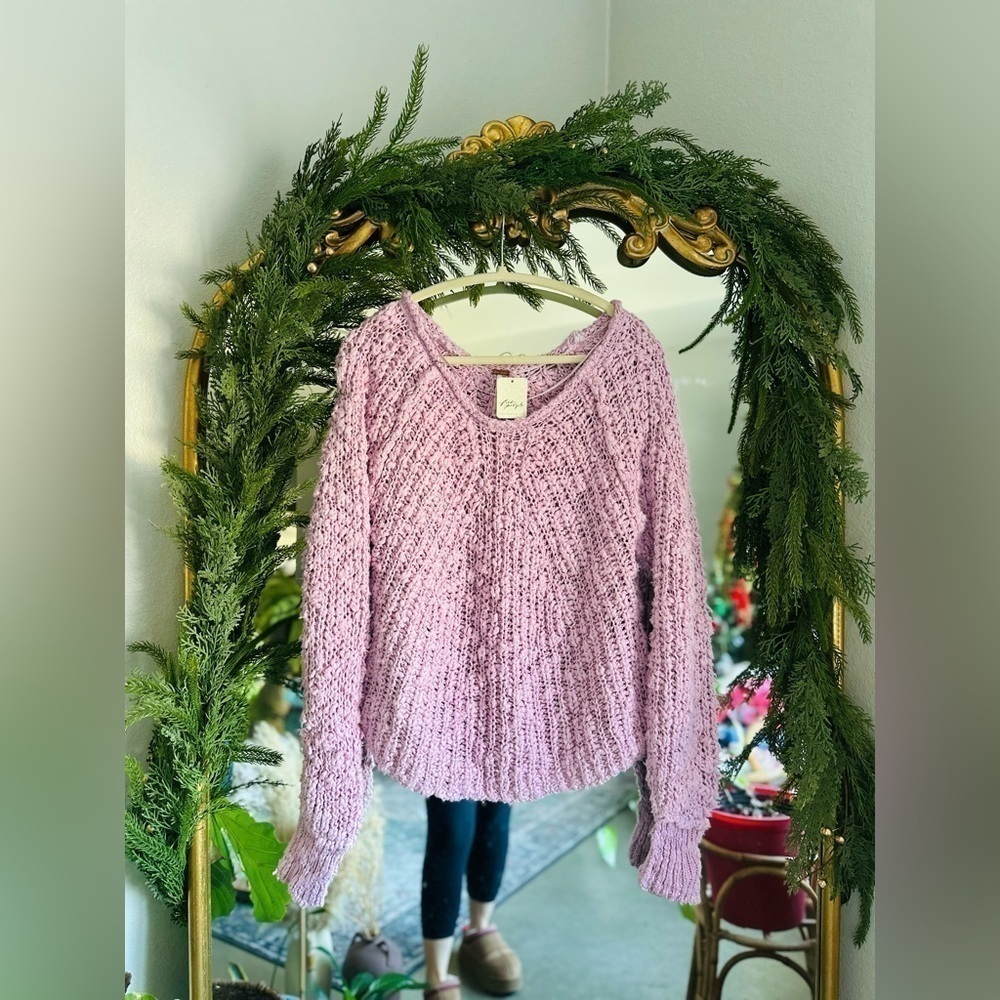 Free people in a swirl pink lilac knit sweater nwt Xs - Picture 3 of 4